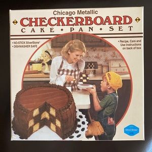 Chicago Metallic Checkerboard Cake Pan Set. 

Box has been opened but never used